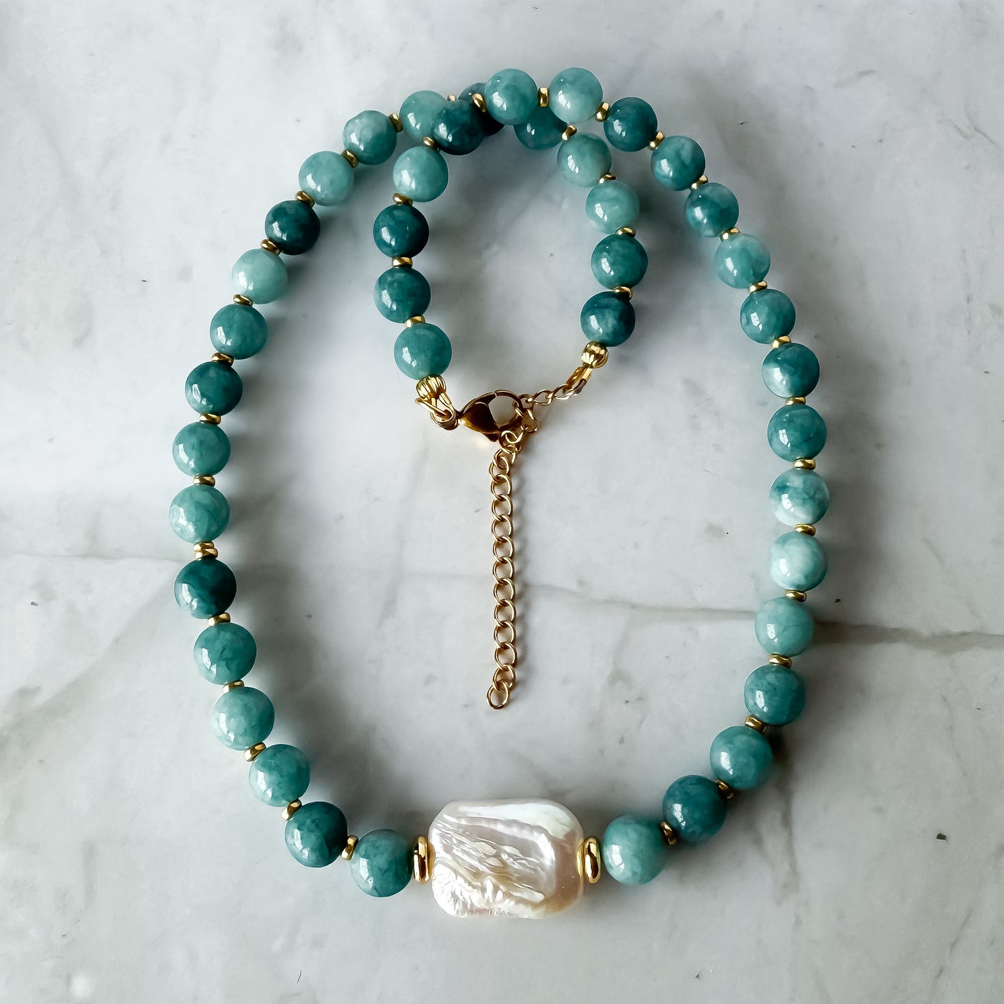 Aquamarine Pearl Necklace