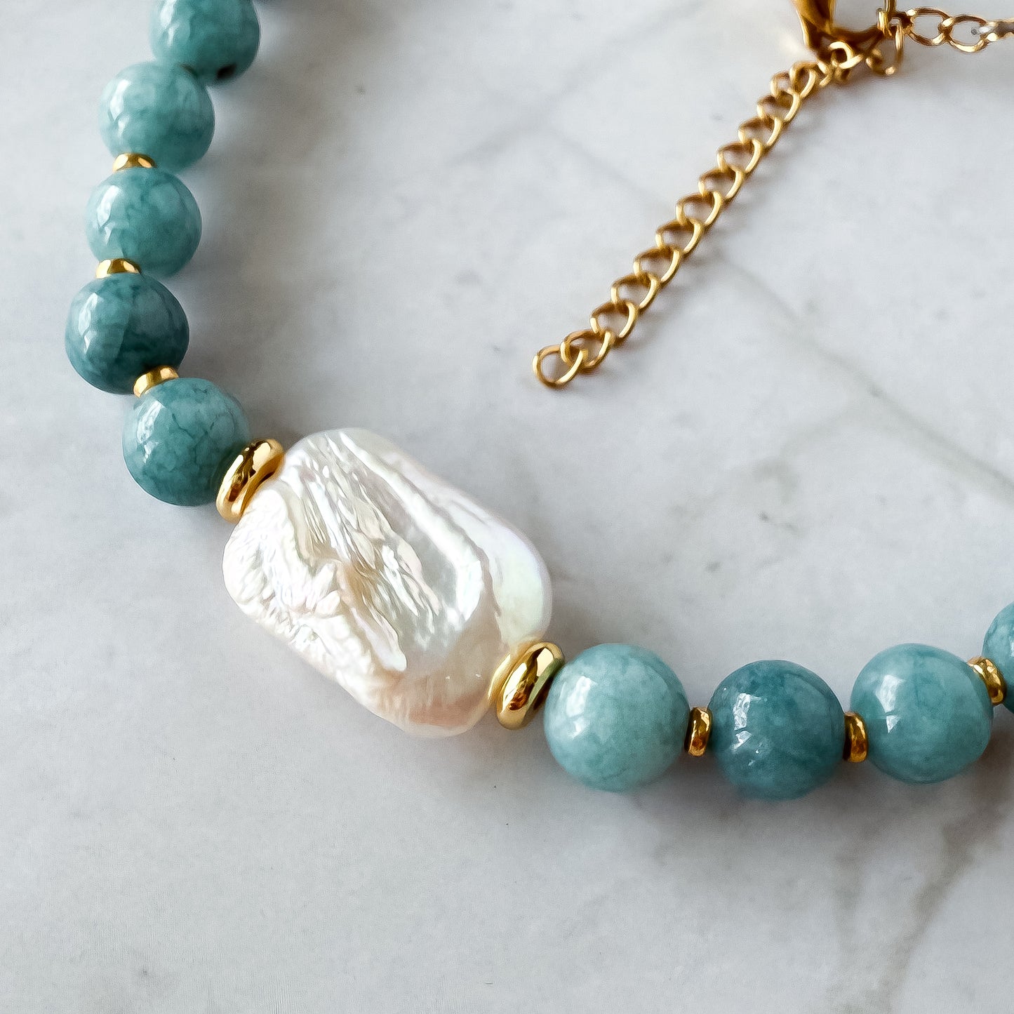 Aquamarine Pearl Necklace