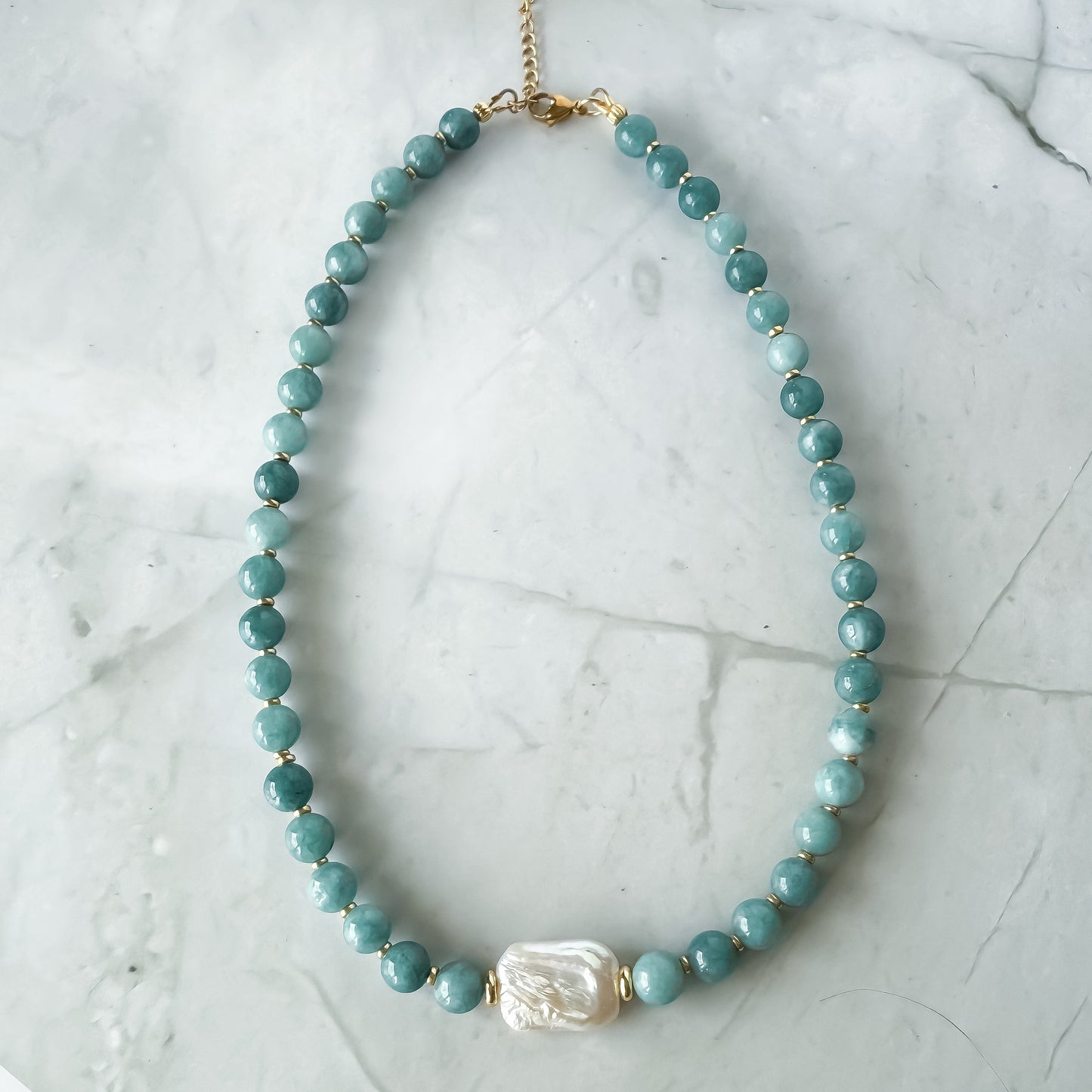Aquamarine Pearl Necklace