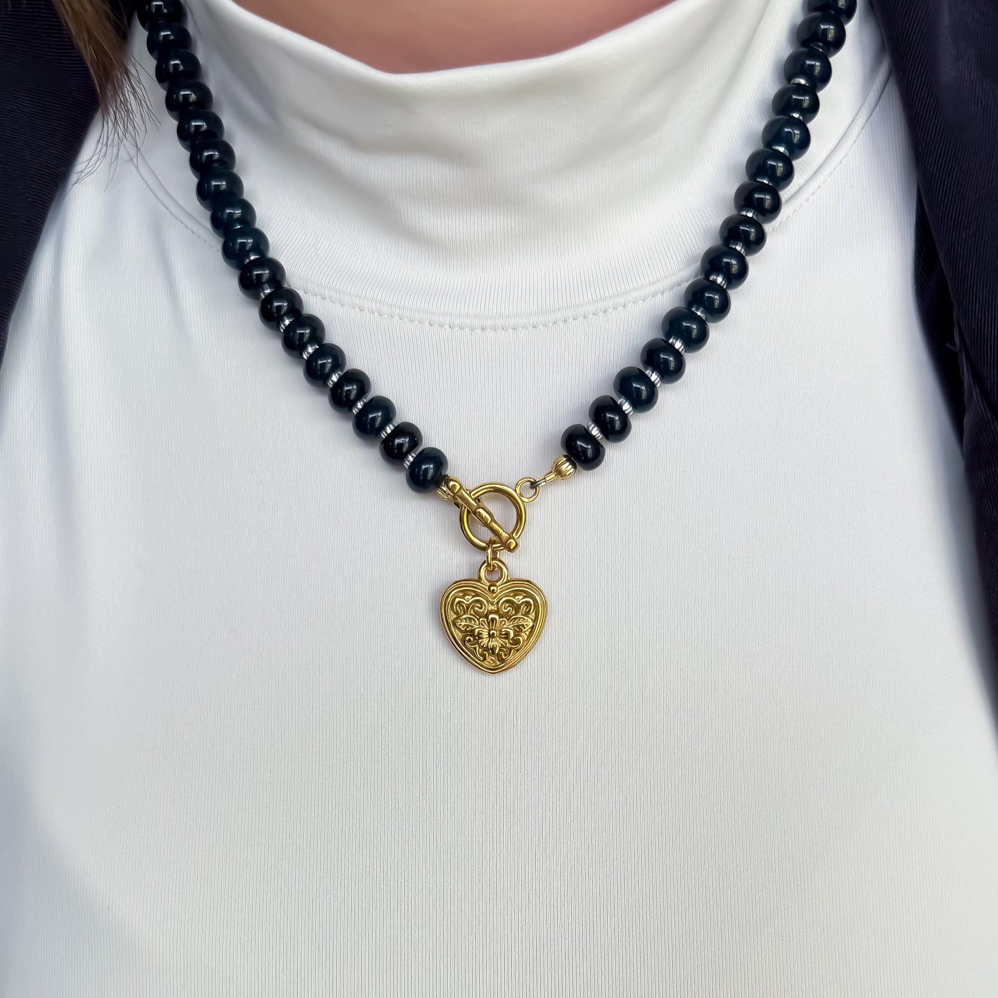 Blue Vintage Heart Necklace