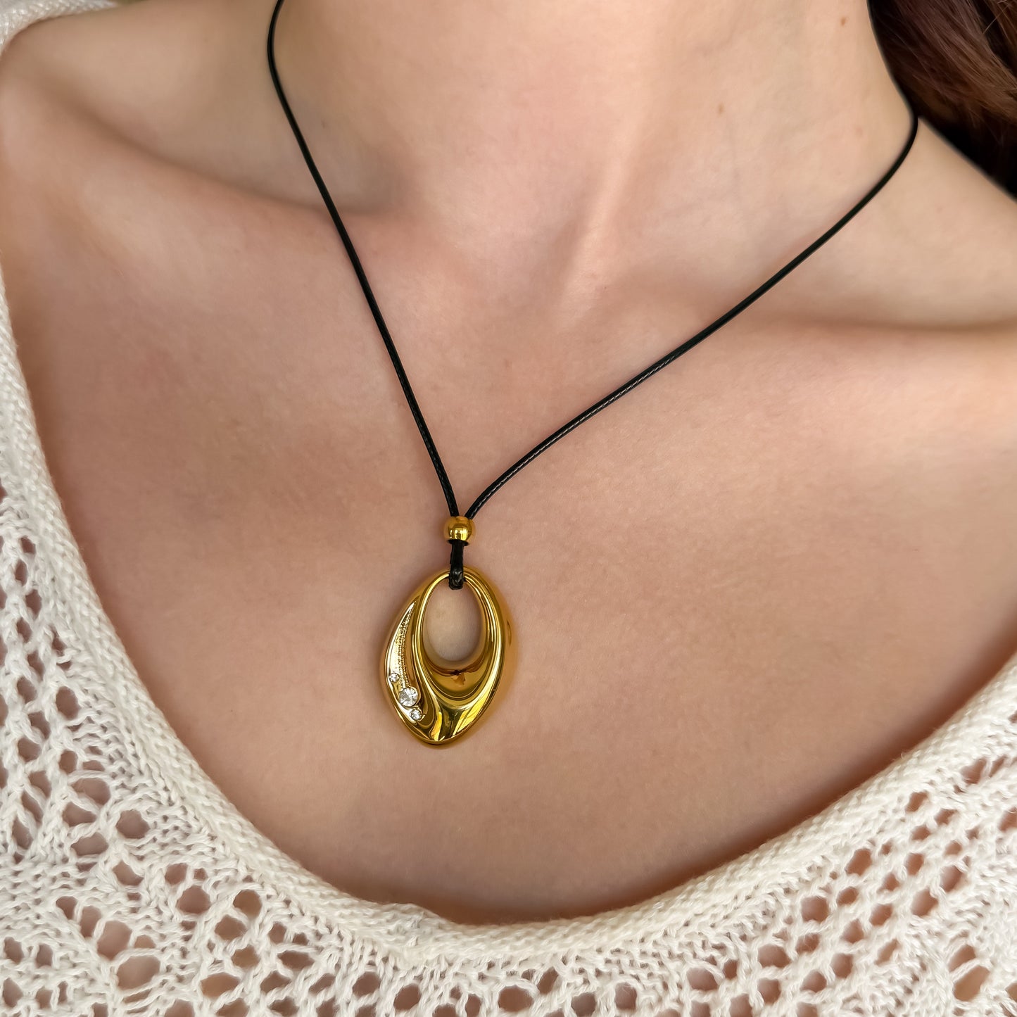 Abstract Gold Corded Necklace