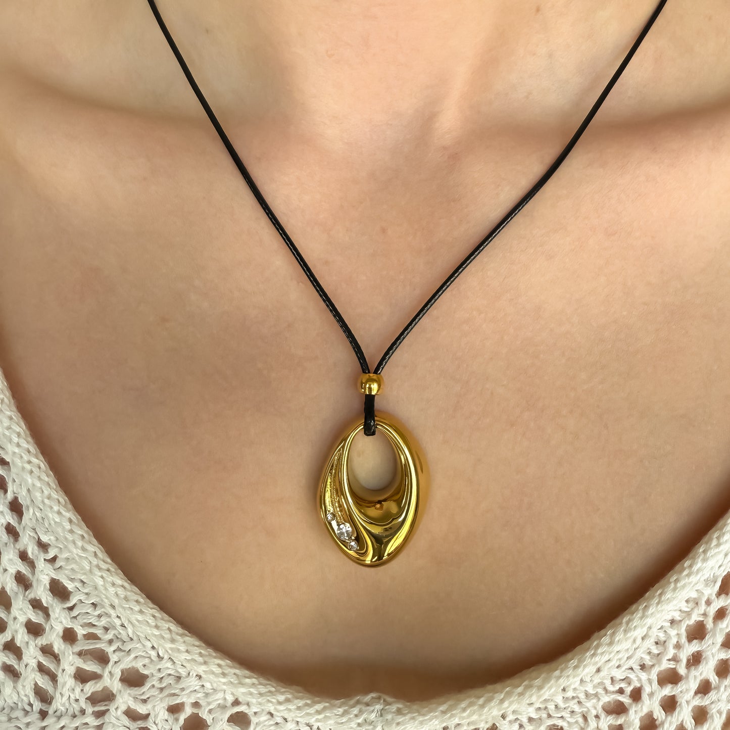 Abstract Gold Corded Necklace