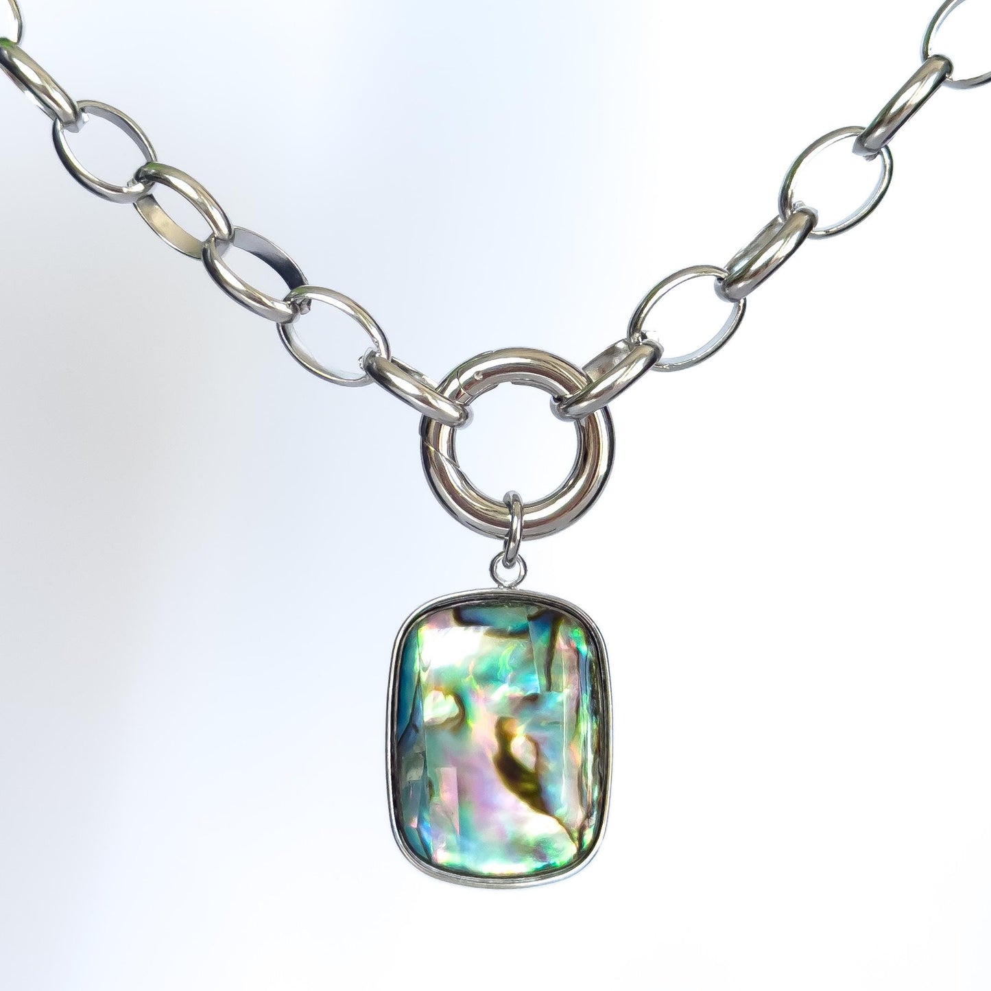 Abalone Shell Pendant Necklace - 18k Gold or Silver Stainless Steel Coastal Siren Necklace