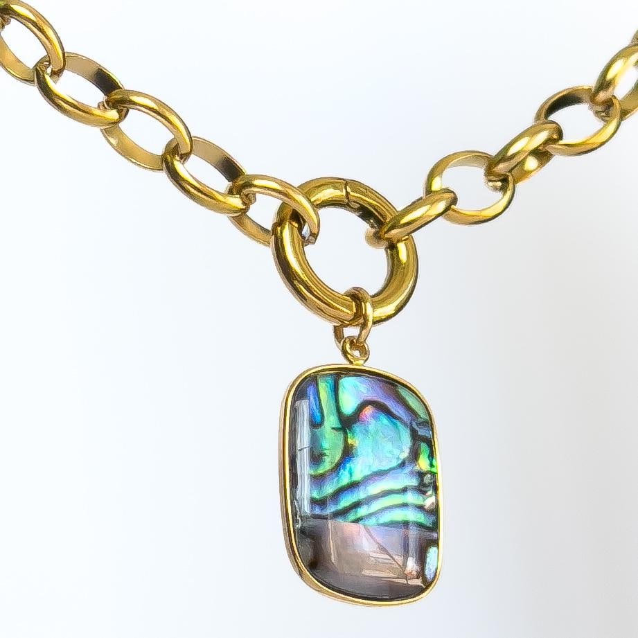 Abalone Shell Pendant Necklace - 18k Gold or Silver Stainless Steel Coastal Siren Necklace