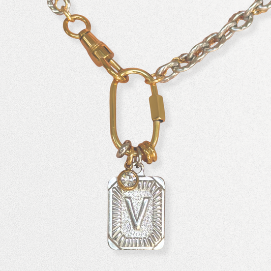 Mixed Metal Initial Necklace
