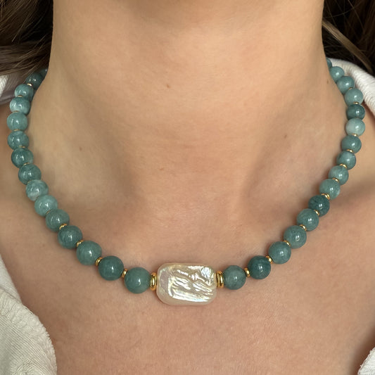 Aquamarine Pearl Necklace