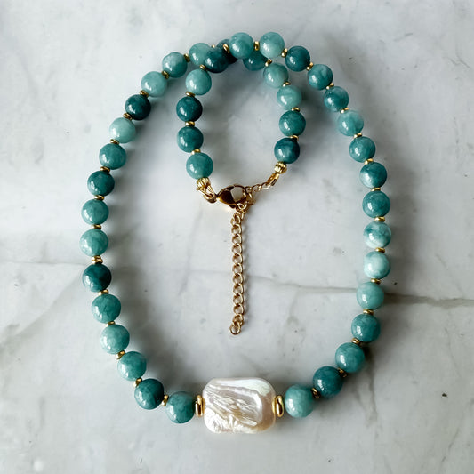 Aquamarine Pearl Necklace
