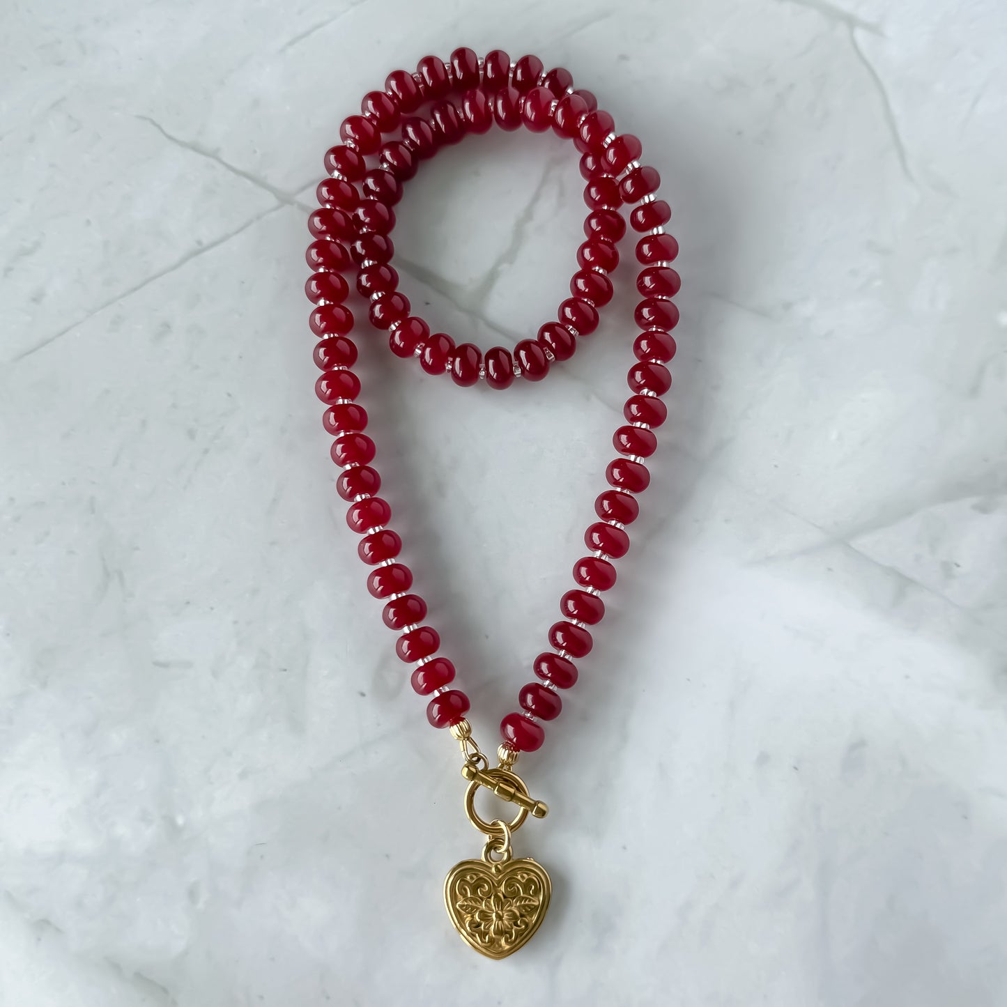 Red Vintage Heart Necklace