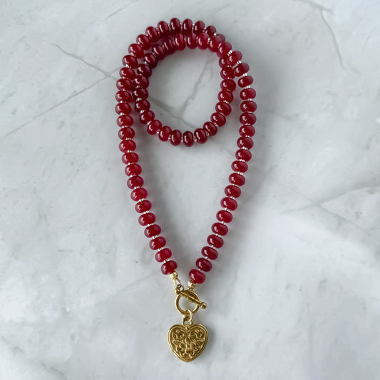 Red Vintage Heart Necklace