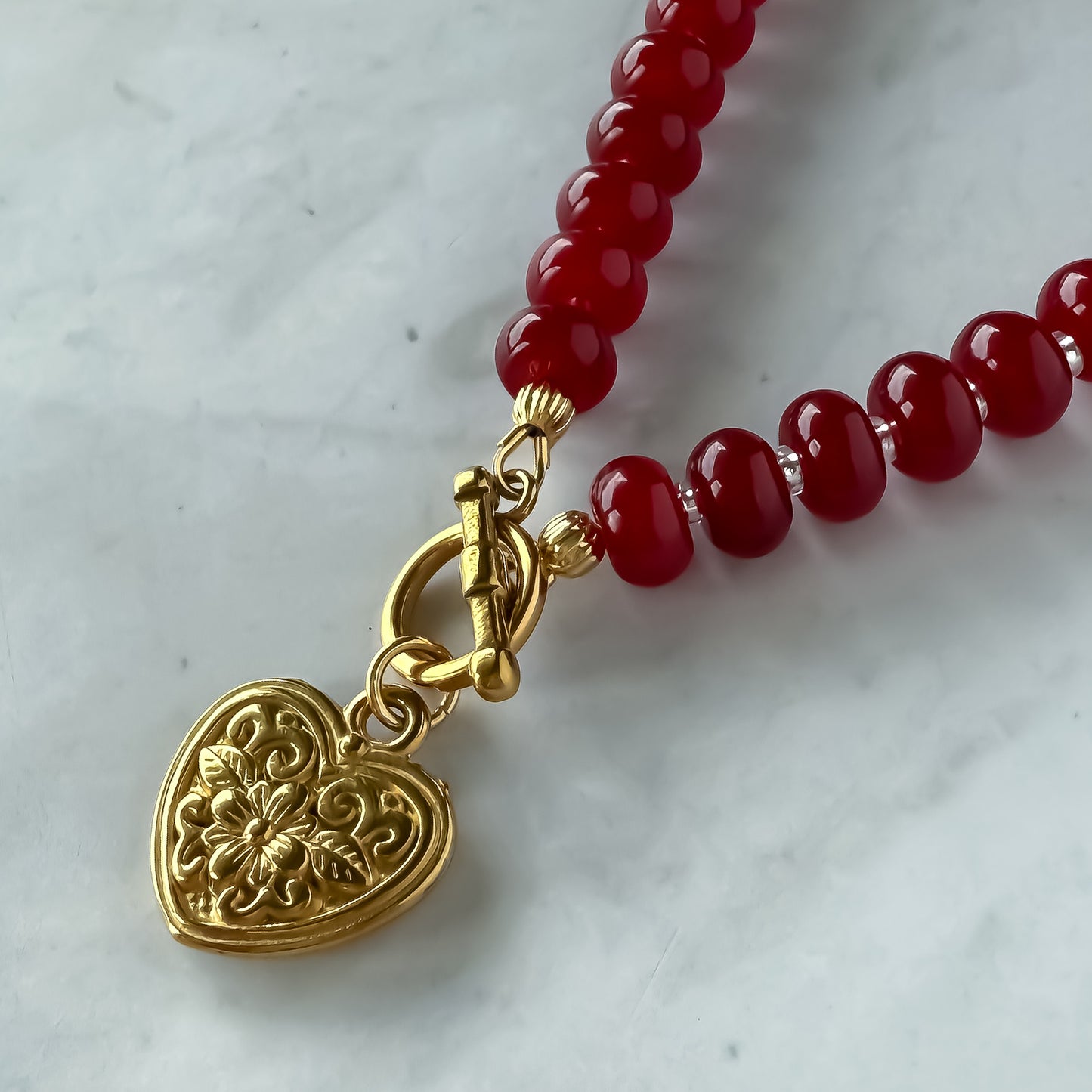 Red Vintage Heart Necklace
