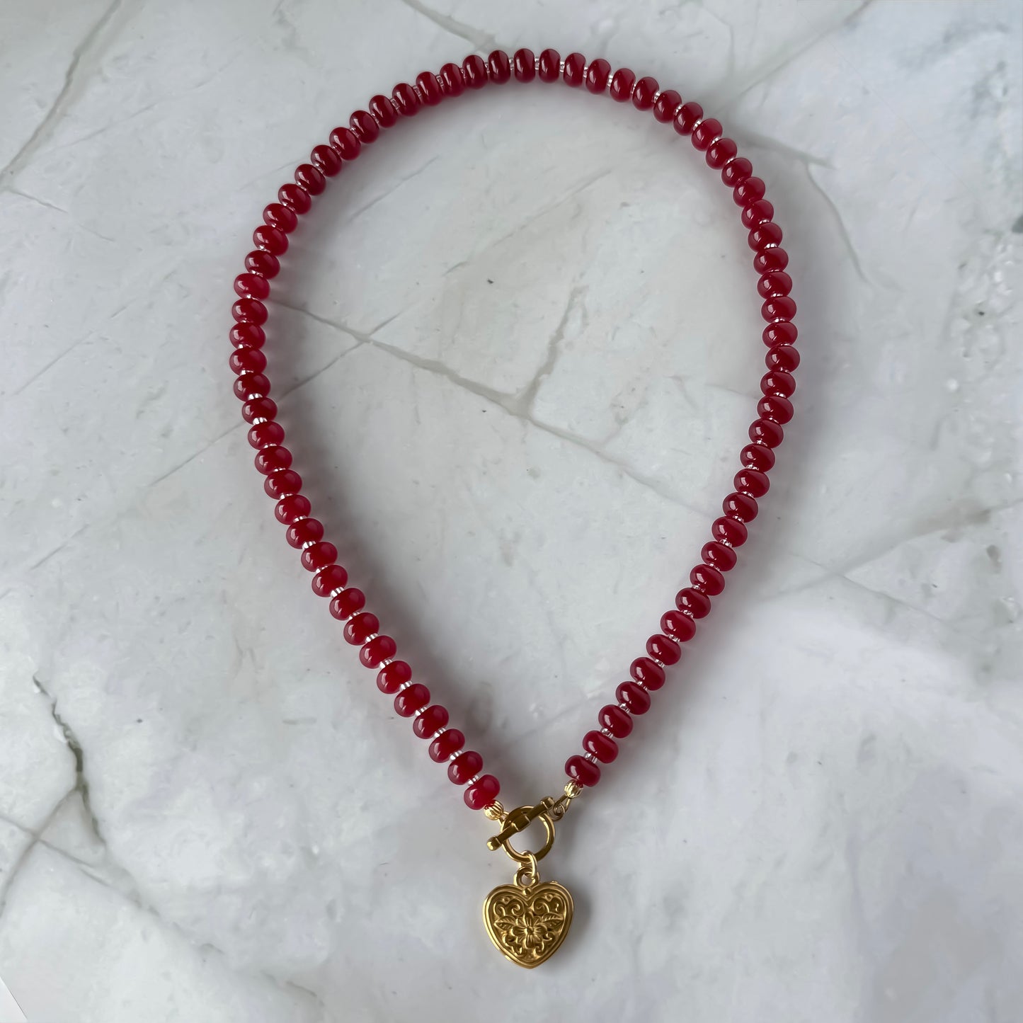 Red Vintage Heart Necklace