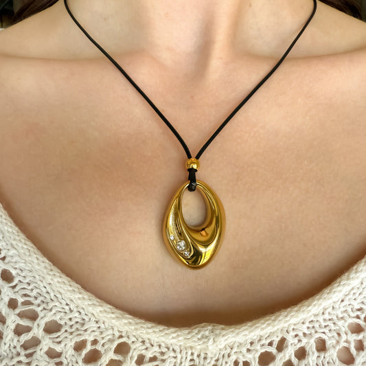 Abstract Gold Corded Necklace