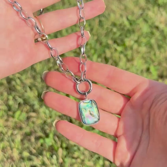 Abalone Shell Pendant Necklace - 18k Gold or Silver Stainless Steel Coastal Siren Necklace