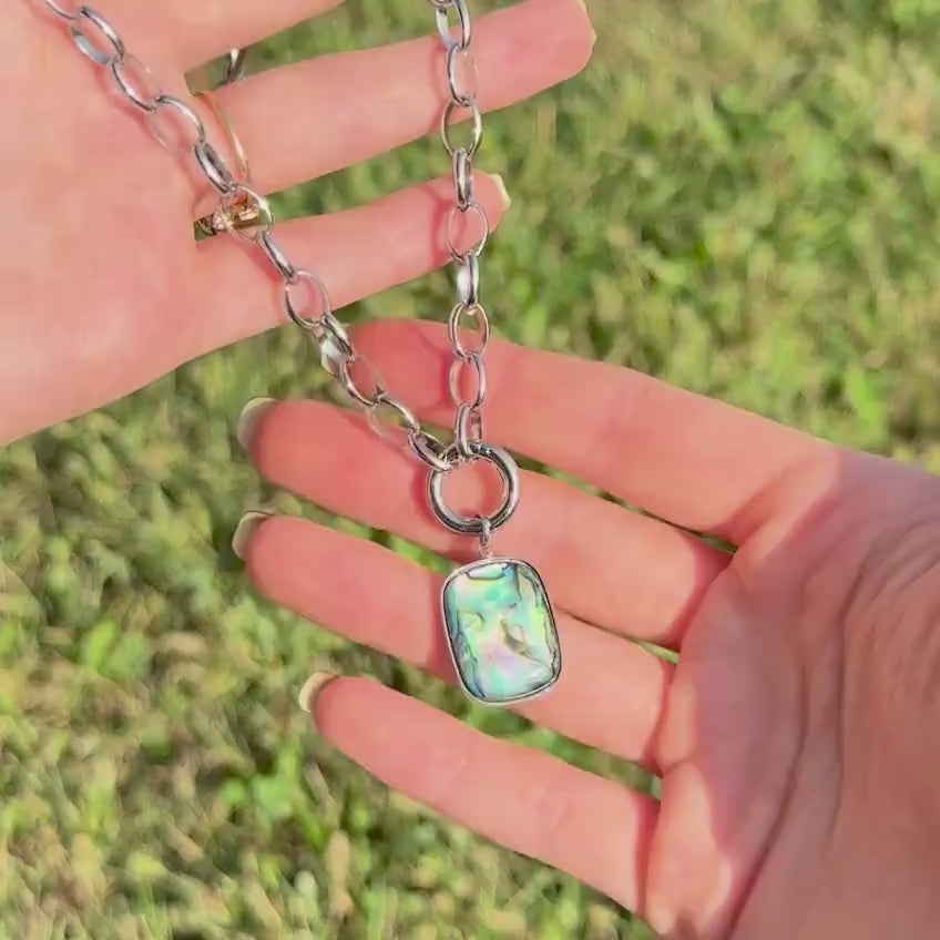Abalone Shell Pendant Necklace - 18k Gold or Silver Stainless Steel Coastal Siren Necklace